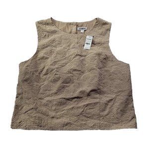 NEW - Express Sleeveless Metallic Embroidered Cropped Blouse Size Large Taupe
